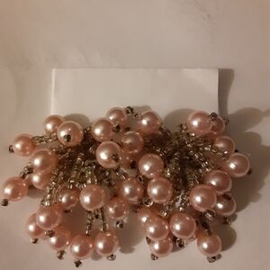 Vintage Pink Faux Pearl Clip on Earrings
